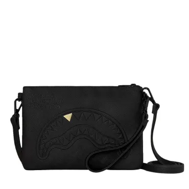 Чанта SPRAYGROUND BLACKED OUT EMBOSSED GOLD TOOTH CROSSOVER CLUTCH